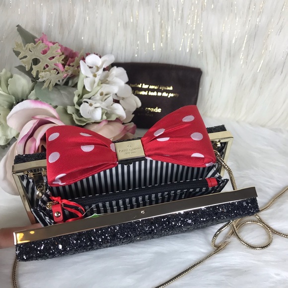 KATE SPADE MINNIE MOUSE BOW CLASP CLUTCH CROSSBODY - Picture 5 of 8